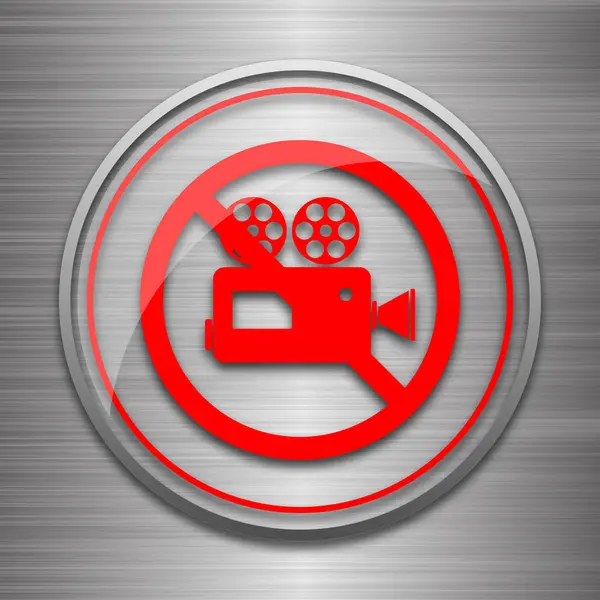 Forbidden Video Camera Icon Internet Button Metallic Background — Stock Photo, Image