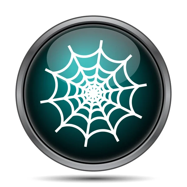 Spider Web Pictogram Internet Knop Witte Achtergrond — Stockfoto