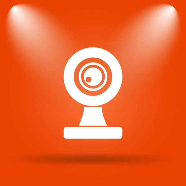 Icône Webcam Bouton Internet Sur Fond Orange — Photo
