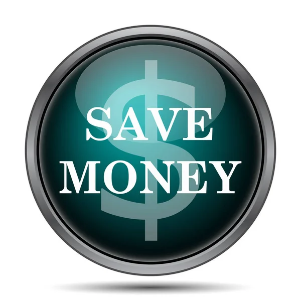 Salvar Ícone Dinheiro Botão Internet Fundo Branco — Fotografia de Stock