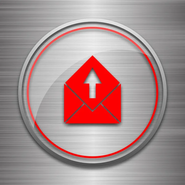 Send e-mail icon. Internet button on metallic background