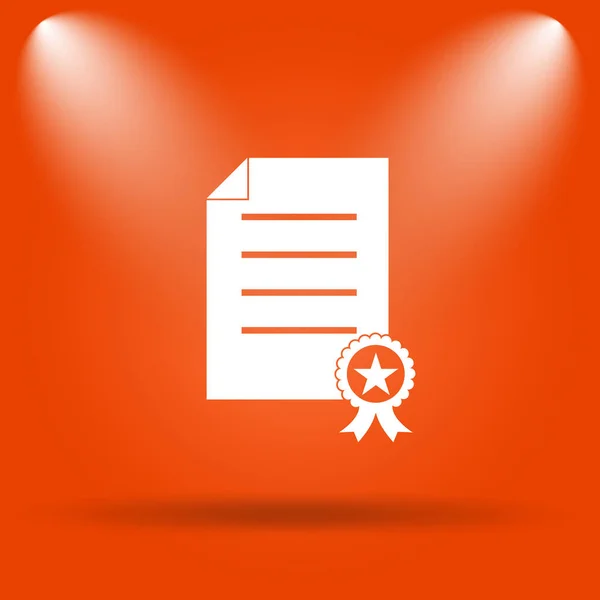Icona Del Certificato Pulsante Internet Sfondo Arancione — Foto Stock