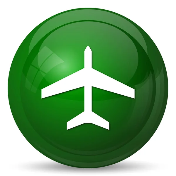 Ícone Avião Botão Internet Fundo Branco — Fotografia de Stock