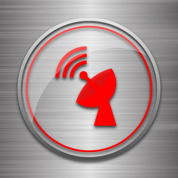 Wireless antenna icon. Internet button on metallic background