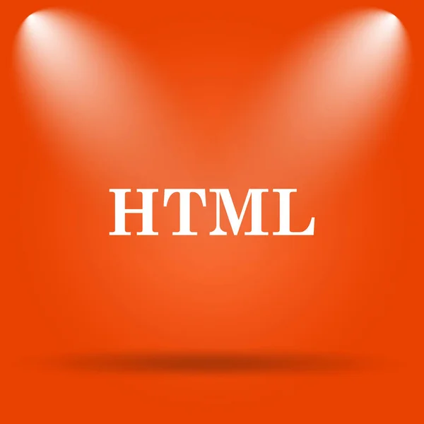 Html アイコン オレンジ色の背景上のインター ネット ボタン — ストック写真