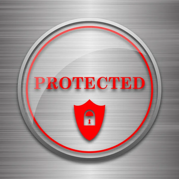 保護されたアイコン メタリックな背景 インターネット ボタン — ストック写真