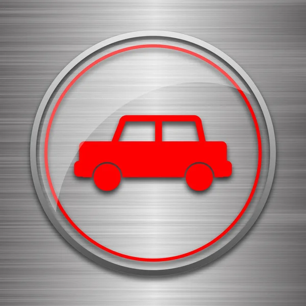 Ikona Samochodu Przycisk Internet Podłoże Metaliczne — Zdjęcie stockowe
