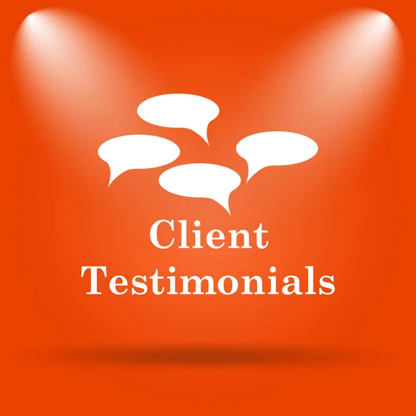 Client Testimonials Icon Internet Button Orange Background — Stock Photo, Image