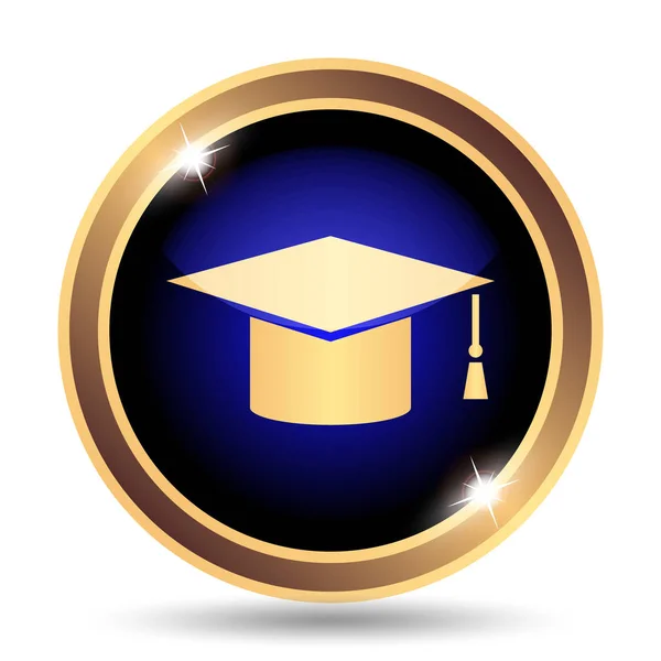 Graduation Icon Internet Button White Background — Stock Photo, Image