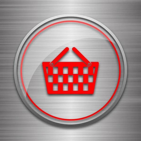 Shopping Basket Icon Internet Button Metallic Background — Stock Photo, Image