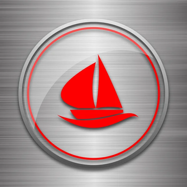 Ikona Jacht Przycisk Internet Podłoże Metaliczne — Zdjęcie stockowe