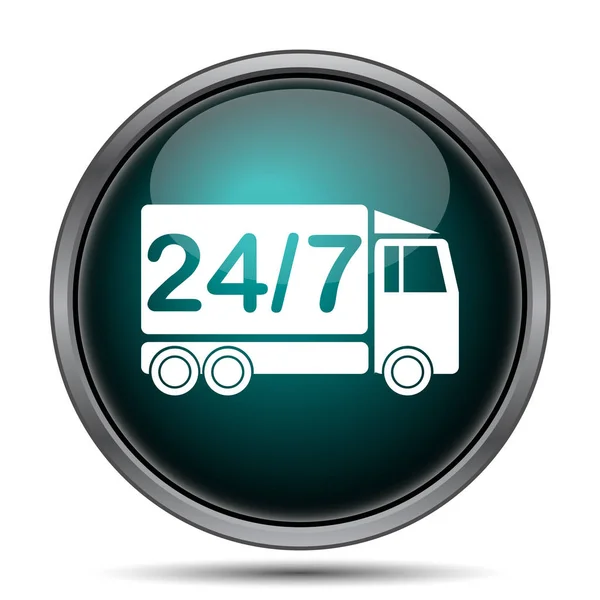 送货卡车图标 白色背景上的互联网按钮 — 图库照片