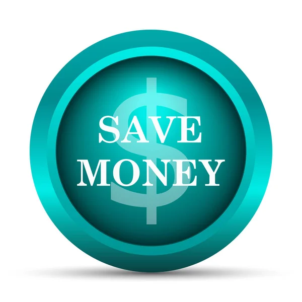 Salvar Ícone Dinheiro Botão Internet Fundo Branco — Fotografia de Stock
