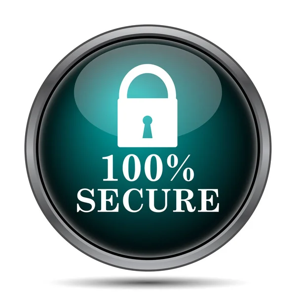 100 Percent Secure Icon Internet Button White Background — Stock Photo, Image