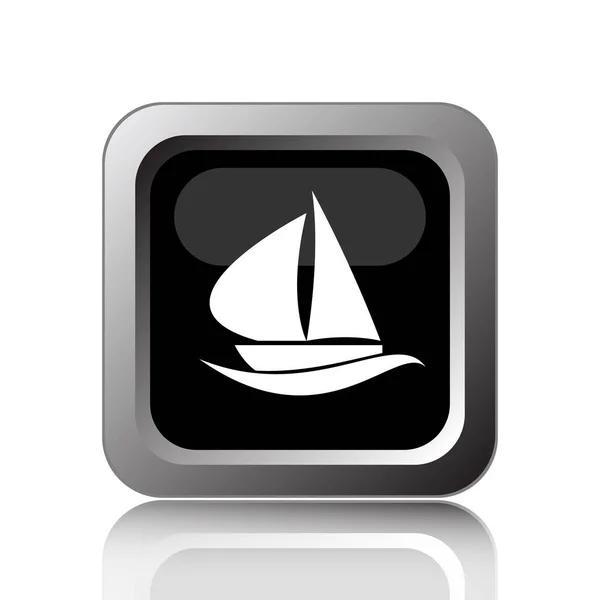 Icona Della Barca Vela Pulsante Internet Sfondo Bianco — Foto Stock