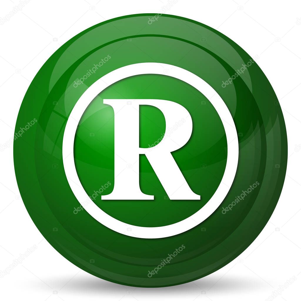 Registered mark icon. Internet button on white background