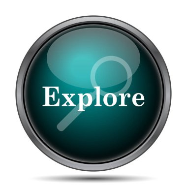 Simge keşfedin. Beyaz arka plan üzerinde Internet düğmesi