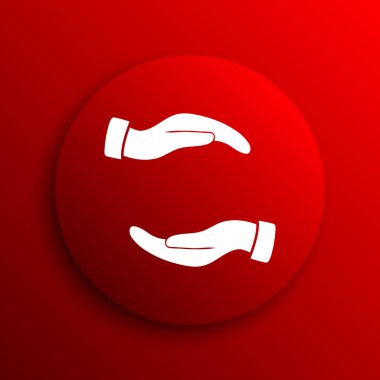 Eller simgesini korumak. Beyaz arka plan üzerinde Internet düğmesi