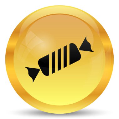 Şeker simgesi. Beyaz arka plan üzerinde Internet düğmesi