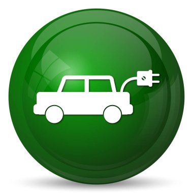 Elektrikli otomobil simgesi. Beyaz arka plan üzerinde Internet düğmesi