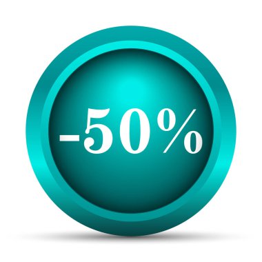 yüzde 50 indirim simgesi. Beyaz arka plan üzerinde Internet düğmesi