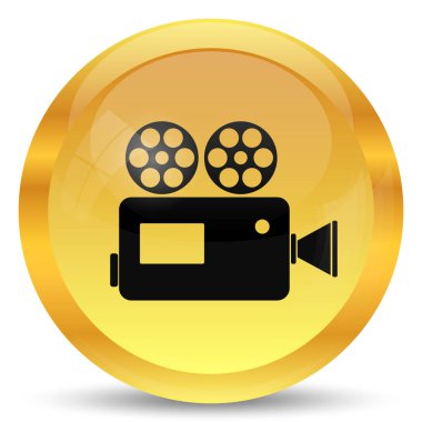Video kamera simgesi. Beyaz arka plan üzerinde Internet düğmesi