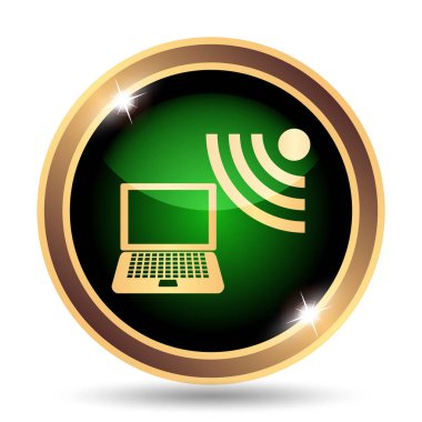Kablosuz dizüstü simgesi. Beyaz arka plan üzerinde Internet düğmesi