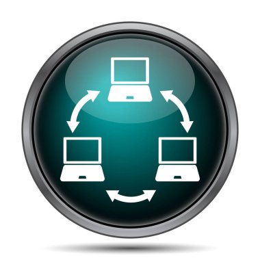 Bilgisayar ağ kutsal kişilerin resmi. Beyaz arka plan üzerinde Internet düğmesi