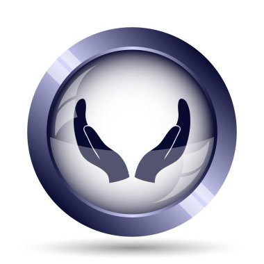 Eller simgesini korumak. Beyaz arka plan üzerinde Internet düğmesi