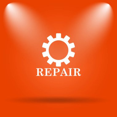 Onarım simgesi. Internet düğmesini turuncu zemin üzerine