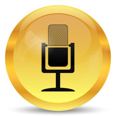 Mikrofon simgesi. Beyaz arka plan üzerinde Internet düğmesi