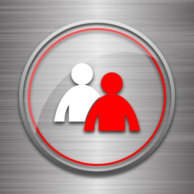 Danışmanlık simgesi. Metalik arka plan üzerinde Internet düğmesi