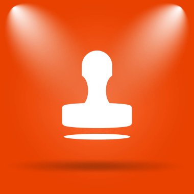 Damga simgesi. Internet düğmesini turuncu zemin üzerine