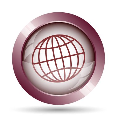 Küre simgesi. Beyaz arka plan üzerinde Internet düğmesi