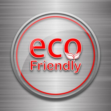 Eco dostu simgesi. Metalik arka plan üzerinde Internet düğmesi