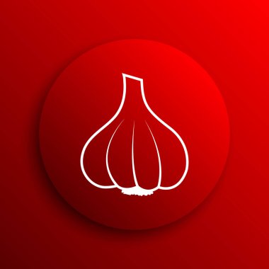 Sarımsak simgesi. Beyaz arka plan üzerinde Internet düğmesi