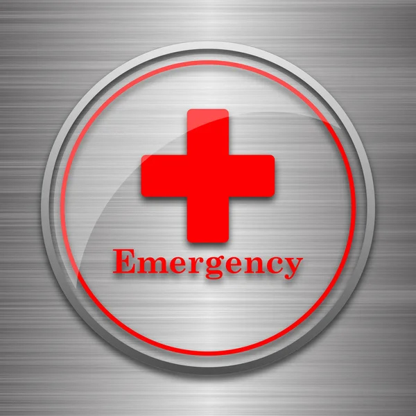 Emergency Icon Internet Button Metallic Background — Stock Photo, Image