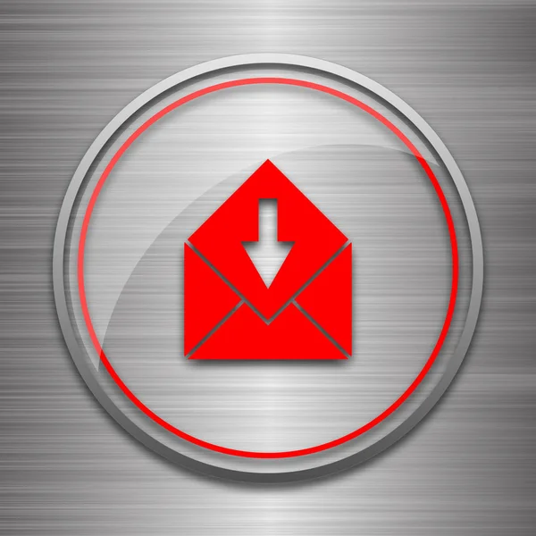 Otrzymywać Mail Ikona Przycisk Internet Podłoże Metaliczne — Zdjęcie stockowe