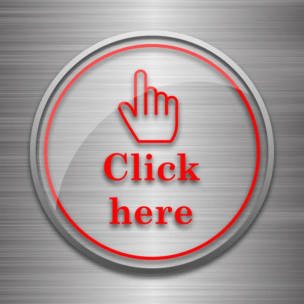 Click here icon. Internet button on metallic background