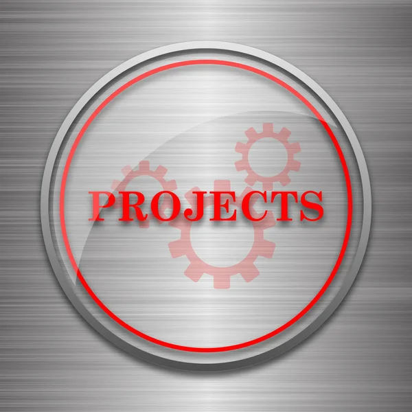 Ikona Projektów Przycisk Internet Podłoże Metaliczne — Zdjęcie stockowe
