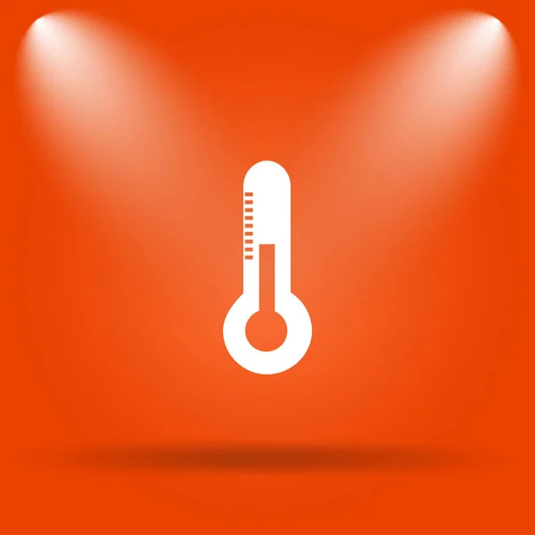 Icona Del Termometro Pulsante Internet Sfondo Arancione — Foto Stock