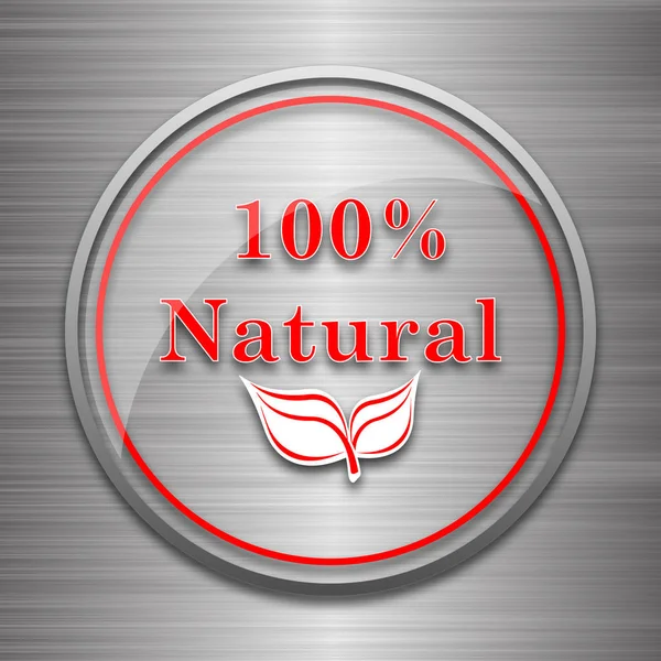100 Naturalne Ikona Przycisk Internet Podłoże Metaliczne — Zdjęcie stockowe