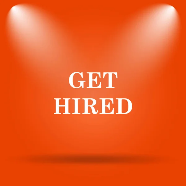 Get hired icon. Internet button on orange background