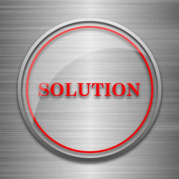 Solution icon. Internet button on metallic background