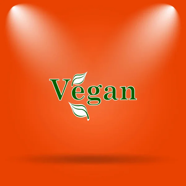 Ícone Vegan Botão Internet Fundo Laranja — Fotografia de Stock