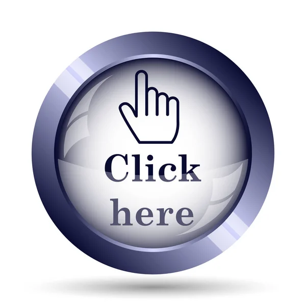 Click Here Icon Internet Button White Background — Stock Photo, Image