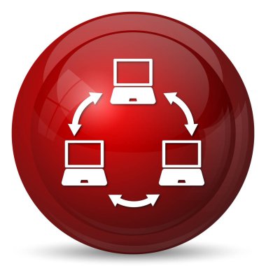 Bilgisayar ağ kutsal kişilerin resmi. Beyaz arka plan üzerinde Internet düğmesi