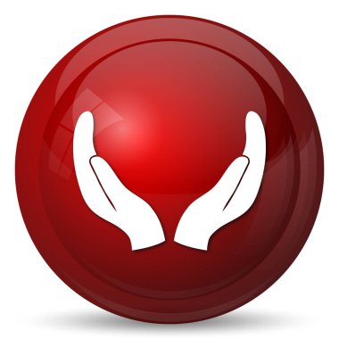 Eller simgesini korumak. Beyaz arka plan üzerinde Internet düğmesi