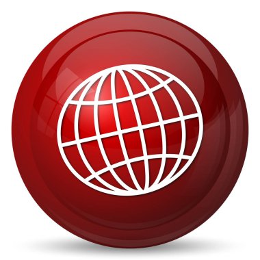 Küre simgesi. Beyaz arka plan üzerinde Internet düğmesi