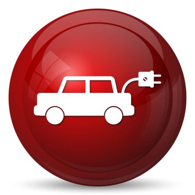 Elektrikli otomobil simgesi. Beyaz arka plan üzerinde Internet düğmesi